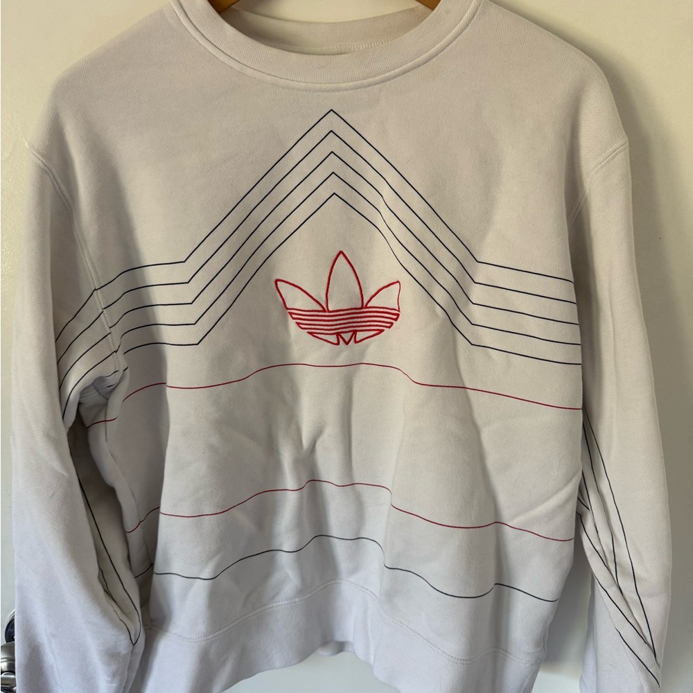 White Adidas Crewneck Sweatshirt